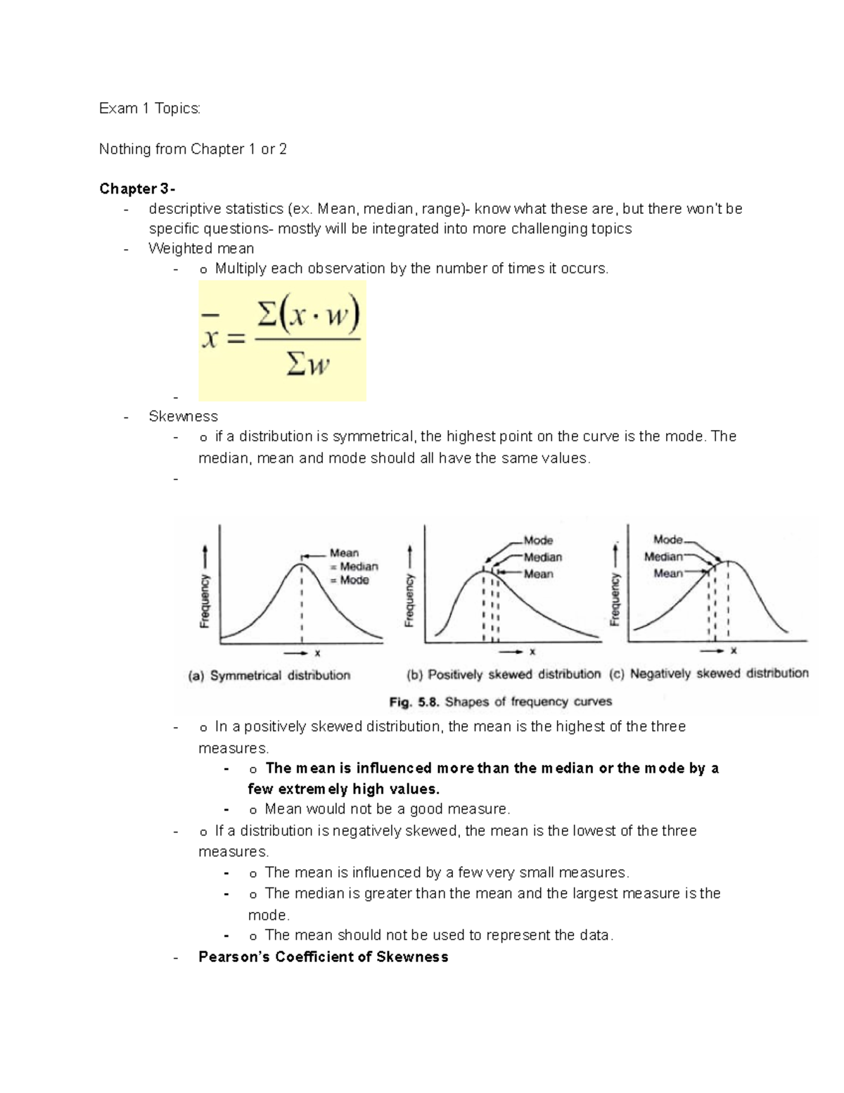 Econ Stats Final Study Guide - Exam 1 Topics: Nothing From Chapter 1 Or ...