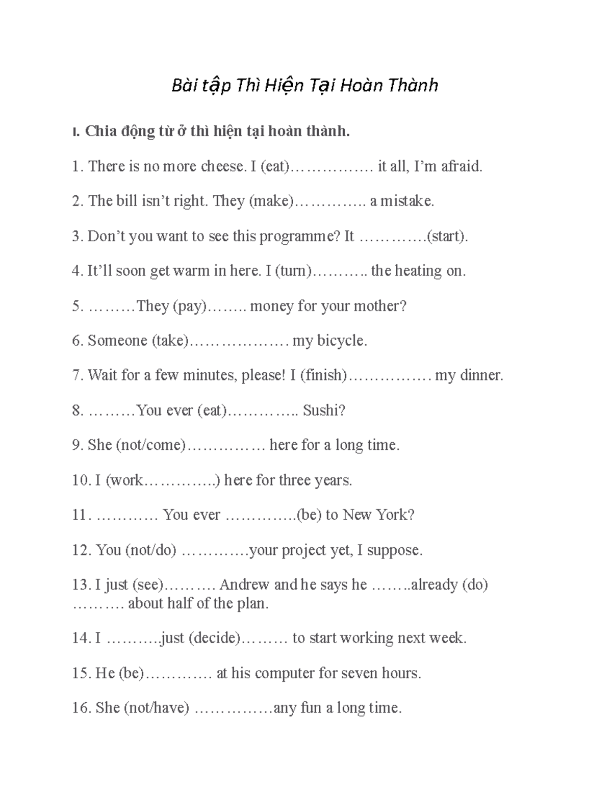 HTTH- Listening-SSH - useful - Bài t ập Thì Hi ện T ại Hoàn Thành I ...