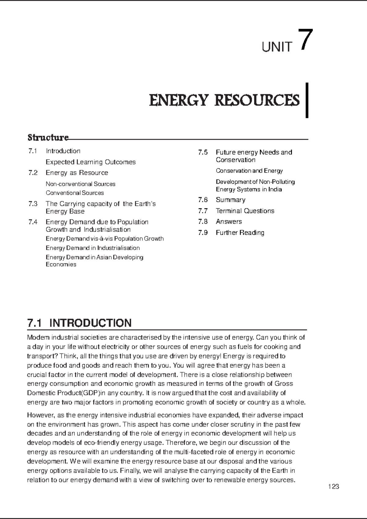 Chapter 7 Energy Resources - STUDY MATERIAL - Unit 7 - Studocu