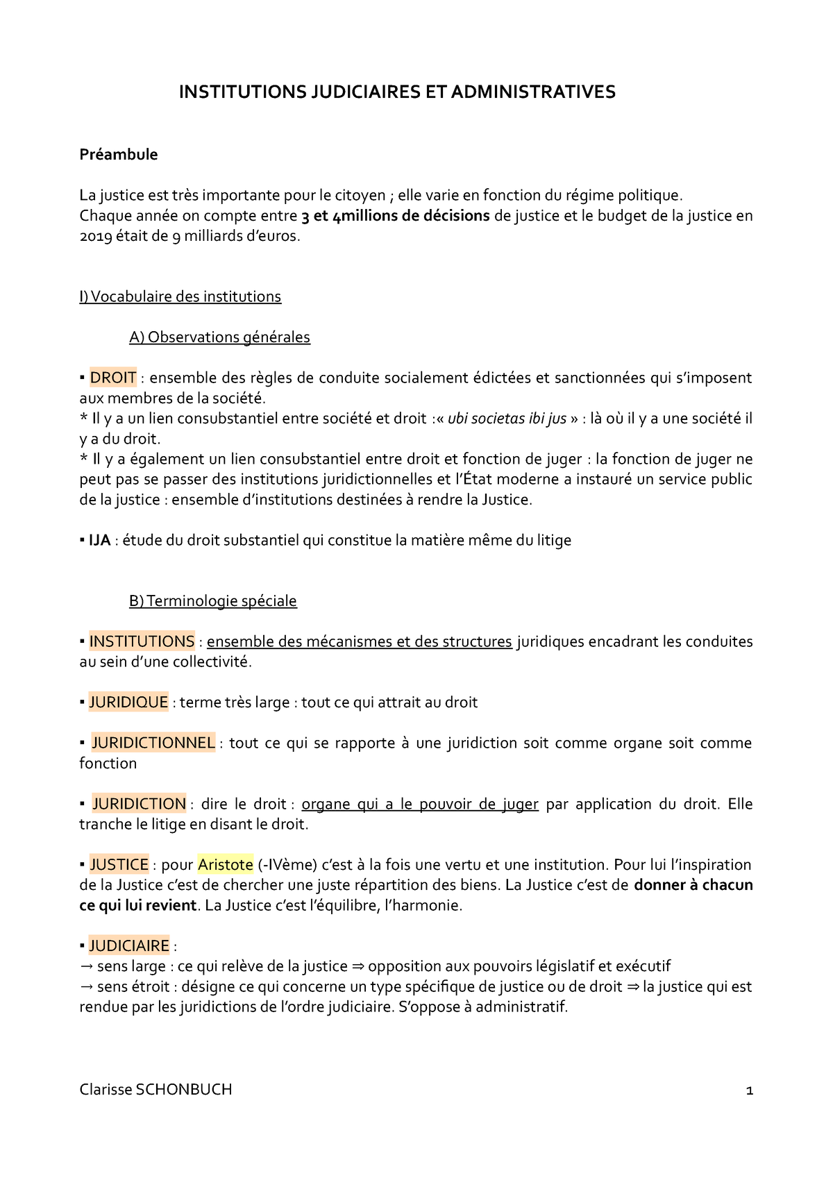 Ija Fiche - INSTITUTIONS JUDICIAIRES ET ADMINISTRATIVES Préambule La ...