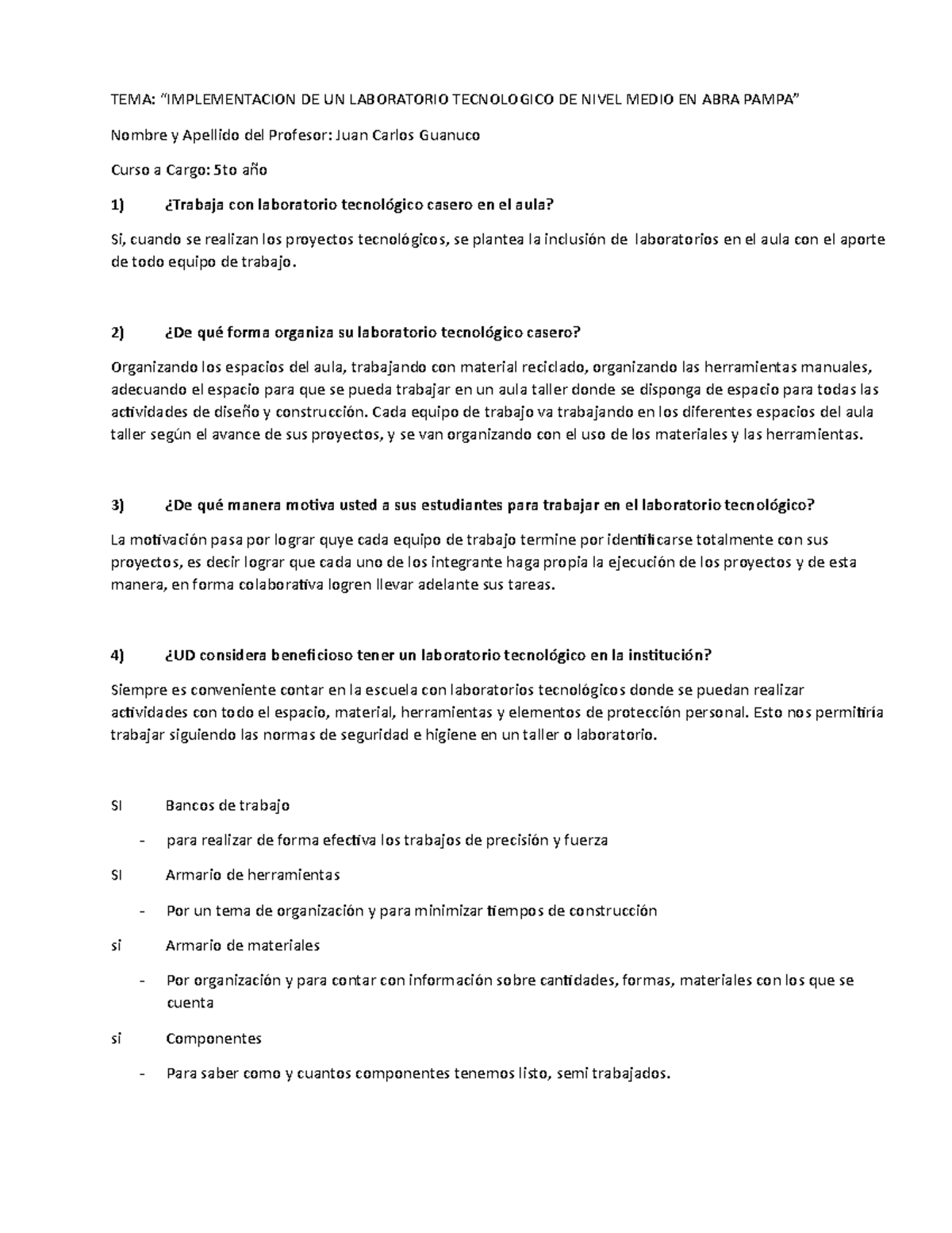 TEMA lab tec - tecnologia - TEMA: “IMPLEMENTACION DE UN LABORATORIO ...