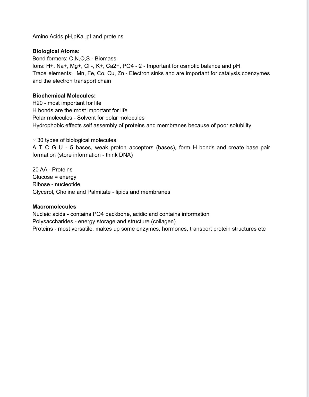 Lecture 1 Amino Acids and Proteins Bio Notes - BIOL 3657 - Studocu