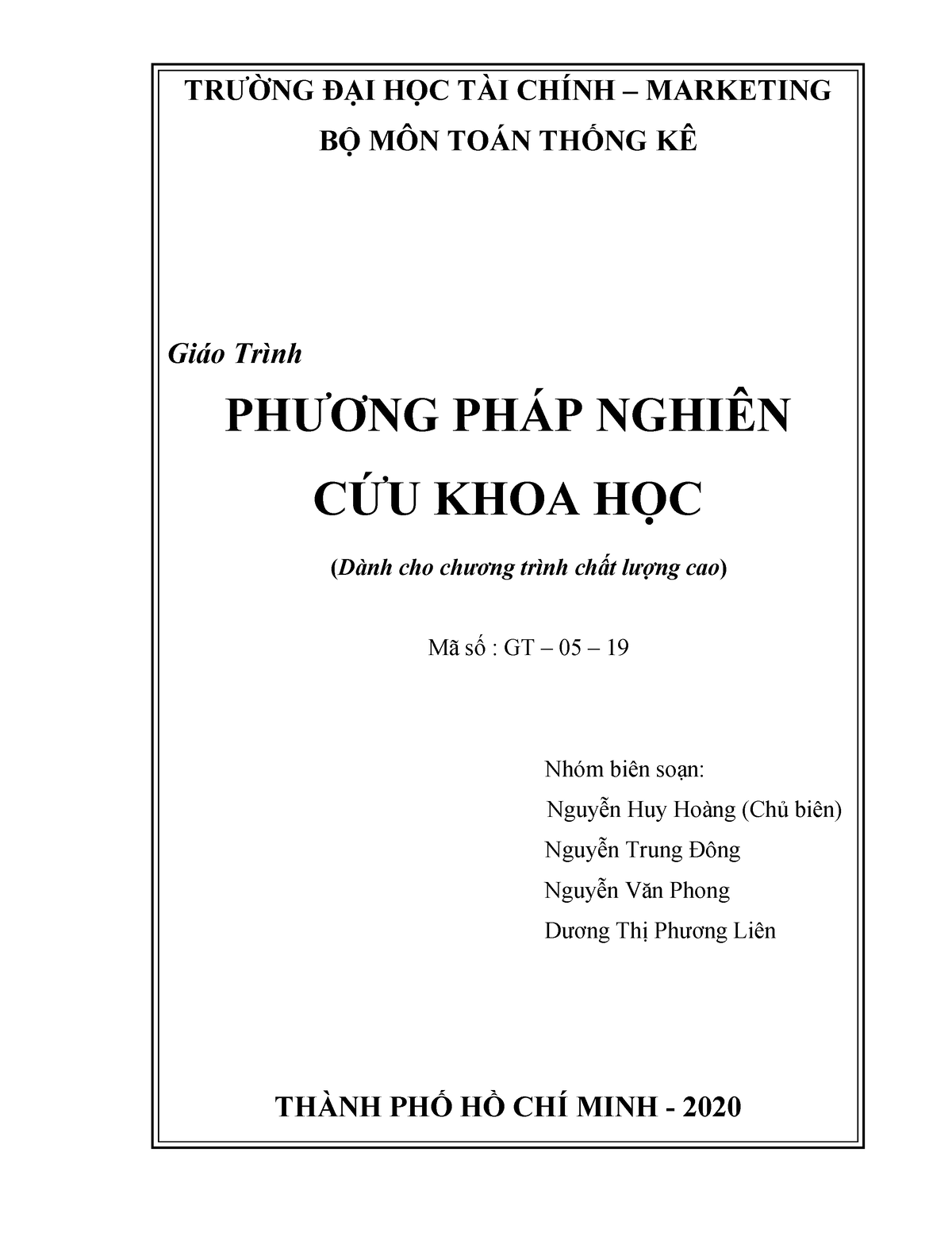 Sách nào được khuyến nghị dùng để học phương pháp nghiên cứu khoa học?