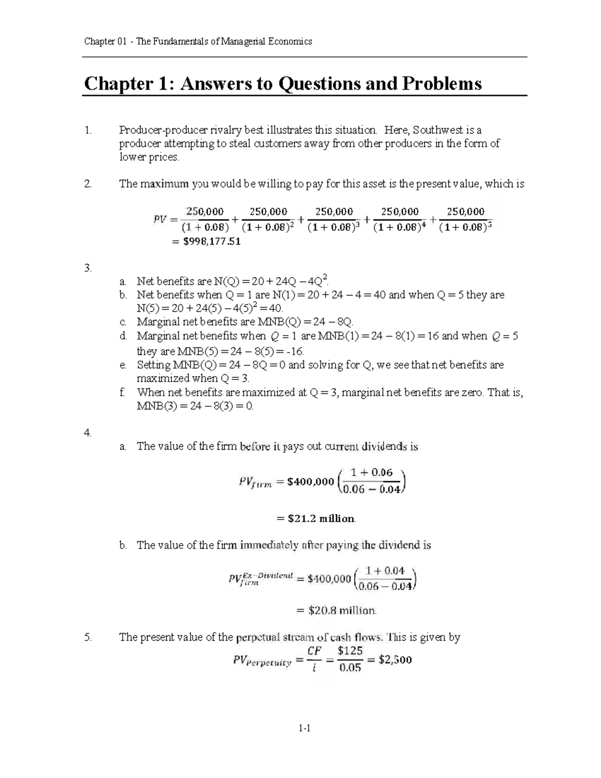 Sample Solution manual for Managerial Economics amp Business Strategy ...