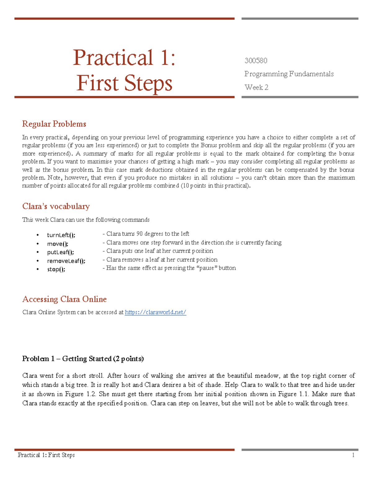 Practical 1 - prac 1 - Practical 1: First Steps 300580 Programming ...