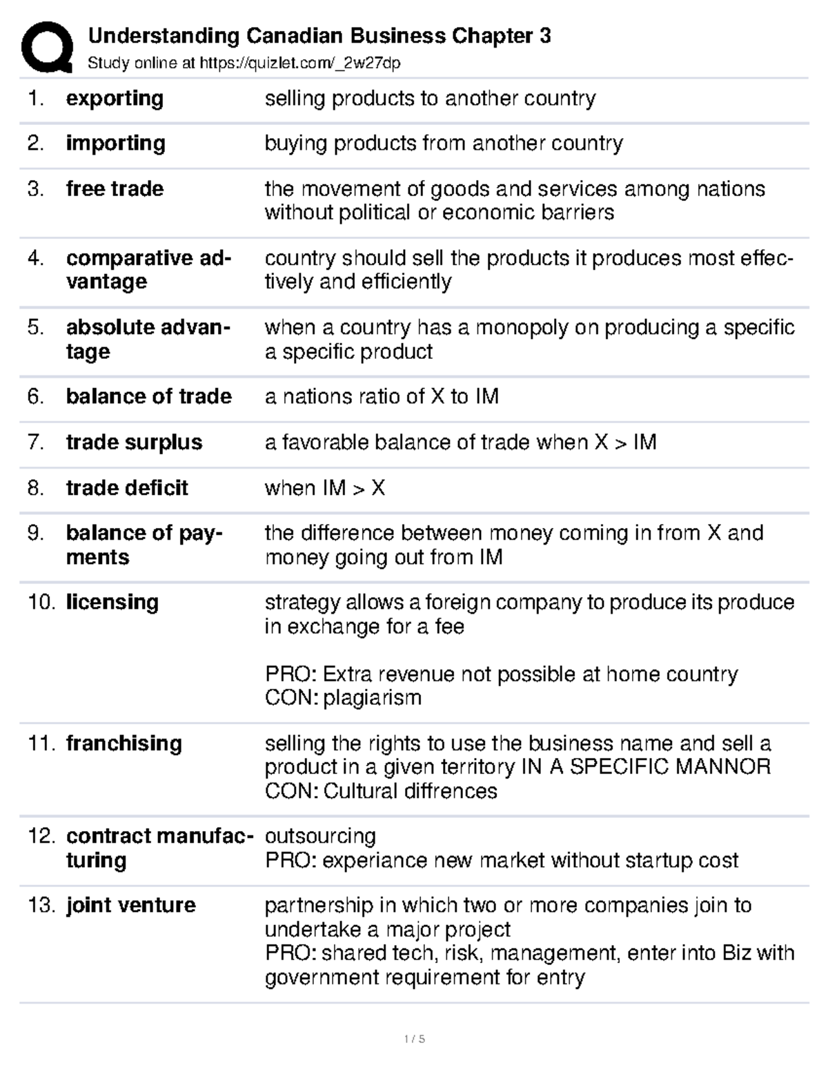 Chapter 3 Practice quiz Study online at quizlet/_2w27dp exporting