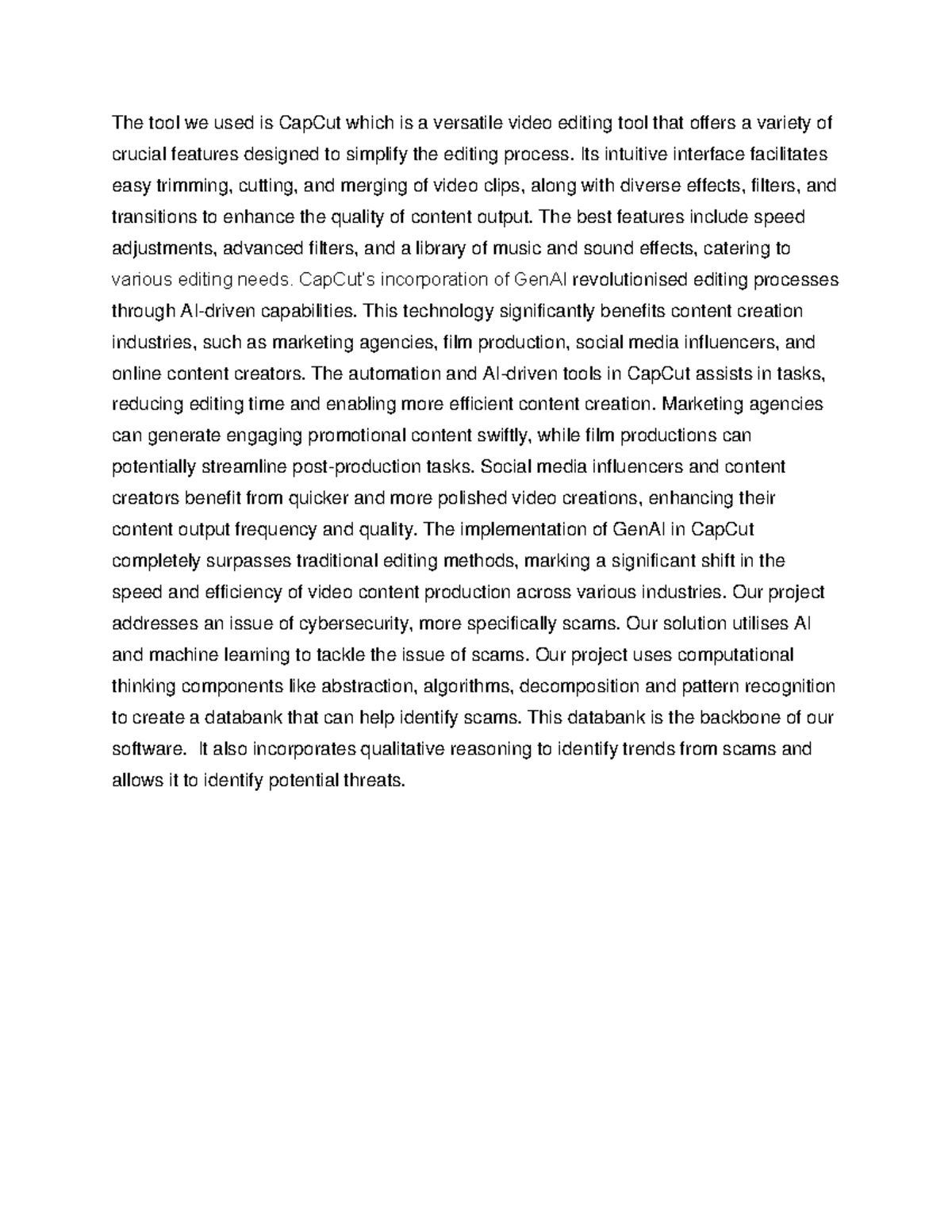 CC0002 Report - The tool we used is CapCut which is a versatile video ...