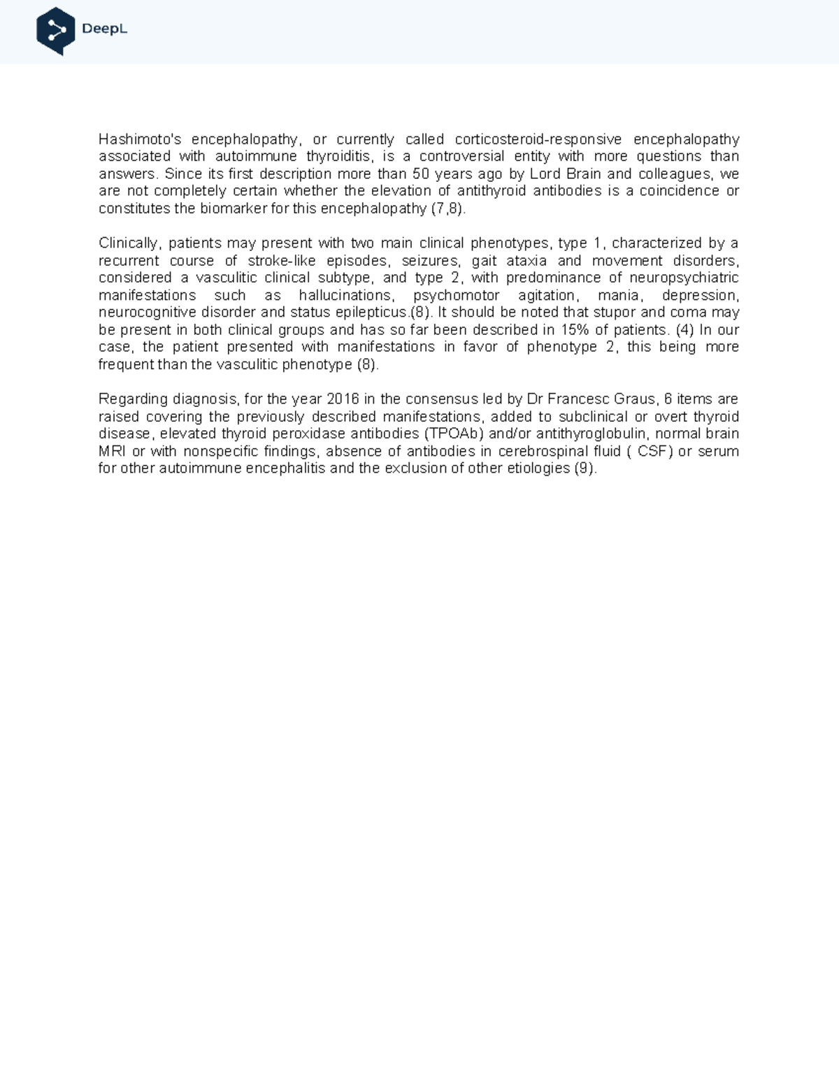 La encefalopatía de Hashimoto o actualmente llamada encefalopatía ...