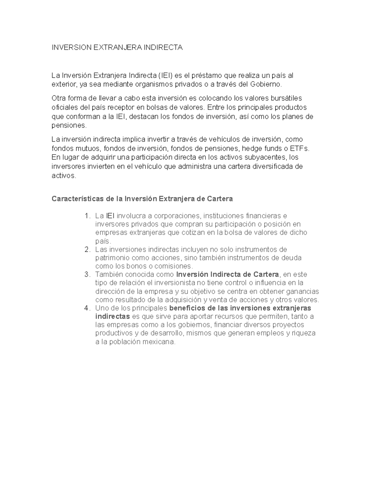 Inversion Extranjera Indirecta - Otra forma de llevar a cabo esta ...