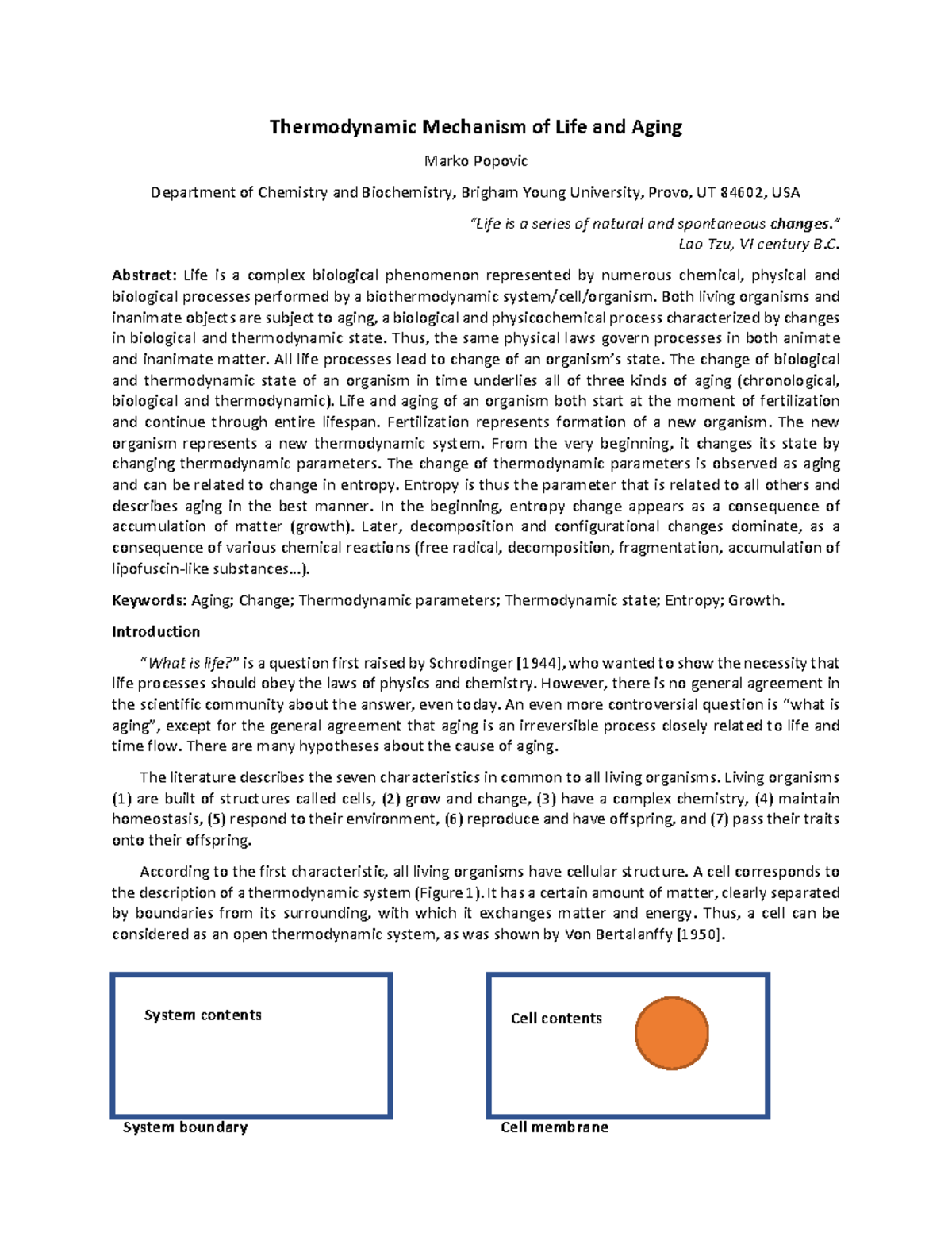 Thermodynamic aging - Thermodynamic Mechanism of Life and Aging Marko ...