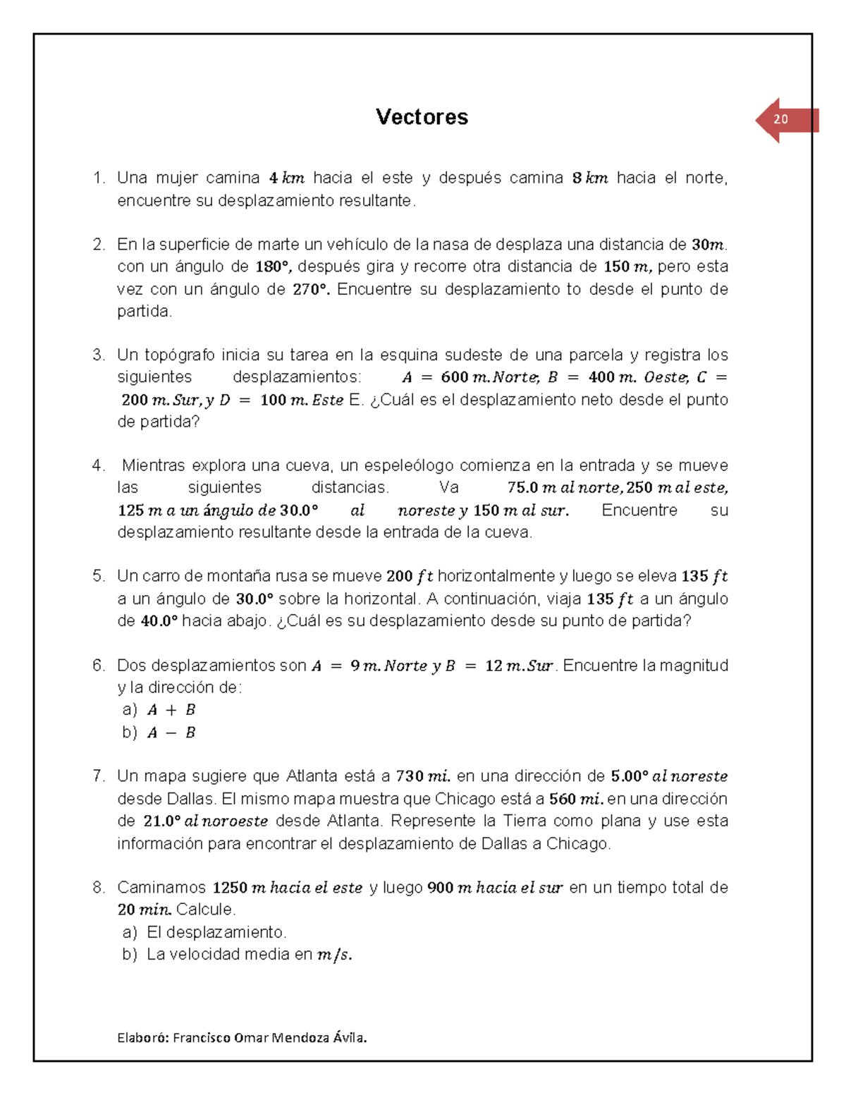 Vectores 1 - Problemas Propuestos - 20 Vectores Una Mujer Camina 4 ...