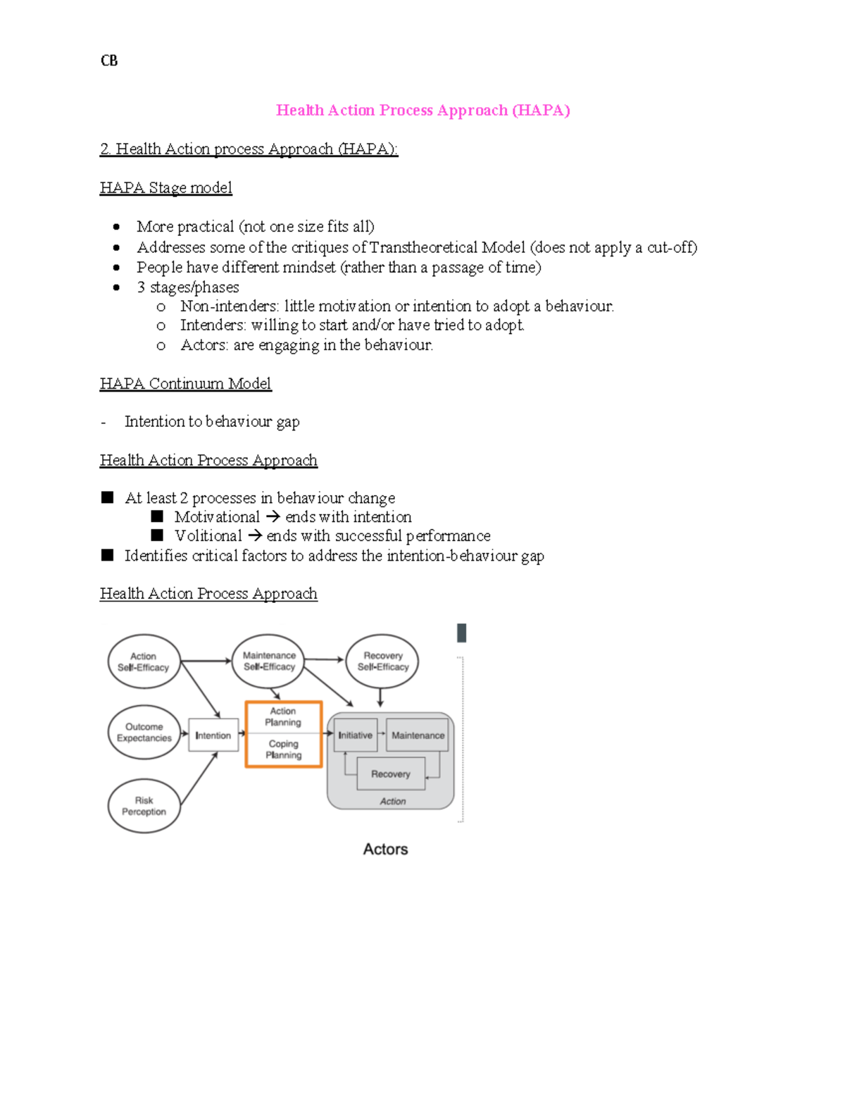 L16 professor Sweet Health Action Process Approach (HAPA) Health