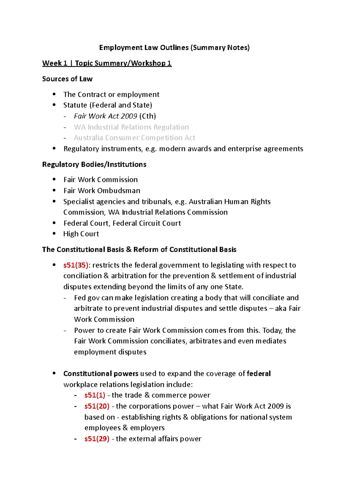 Employment Law Outlines - modern awards and enterprise agreements ...