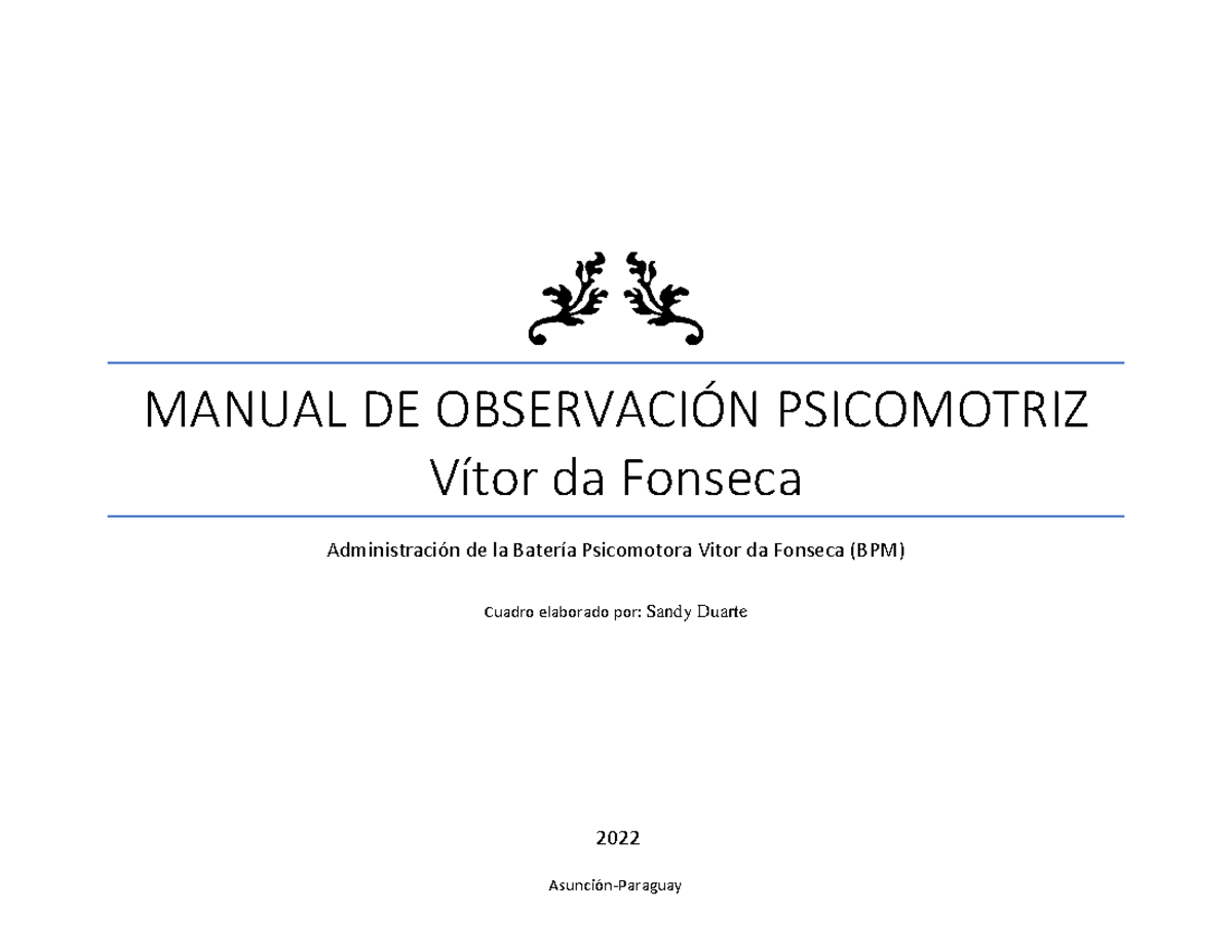 Manual De Observación Psicomotriz Vitor Da Fonseca