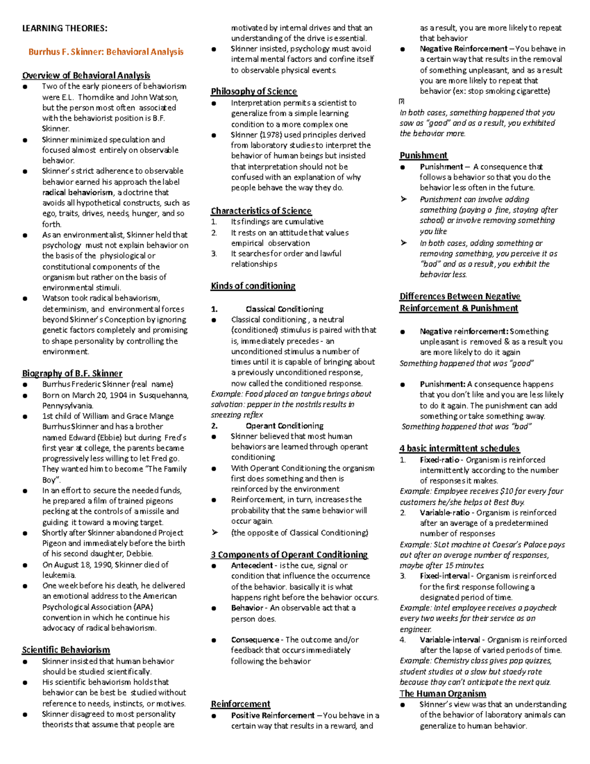 Copy of TOP Reviewer PART 2 - LEARNING THEORIES: Burrhus F. Skinner ...