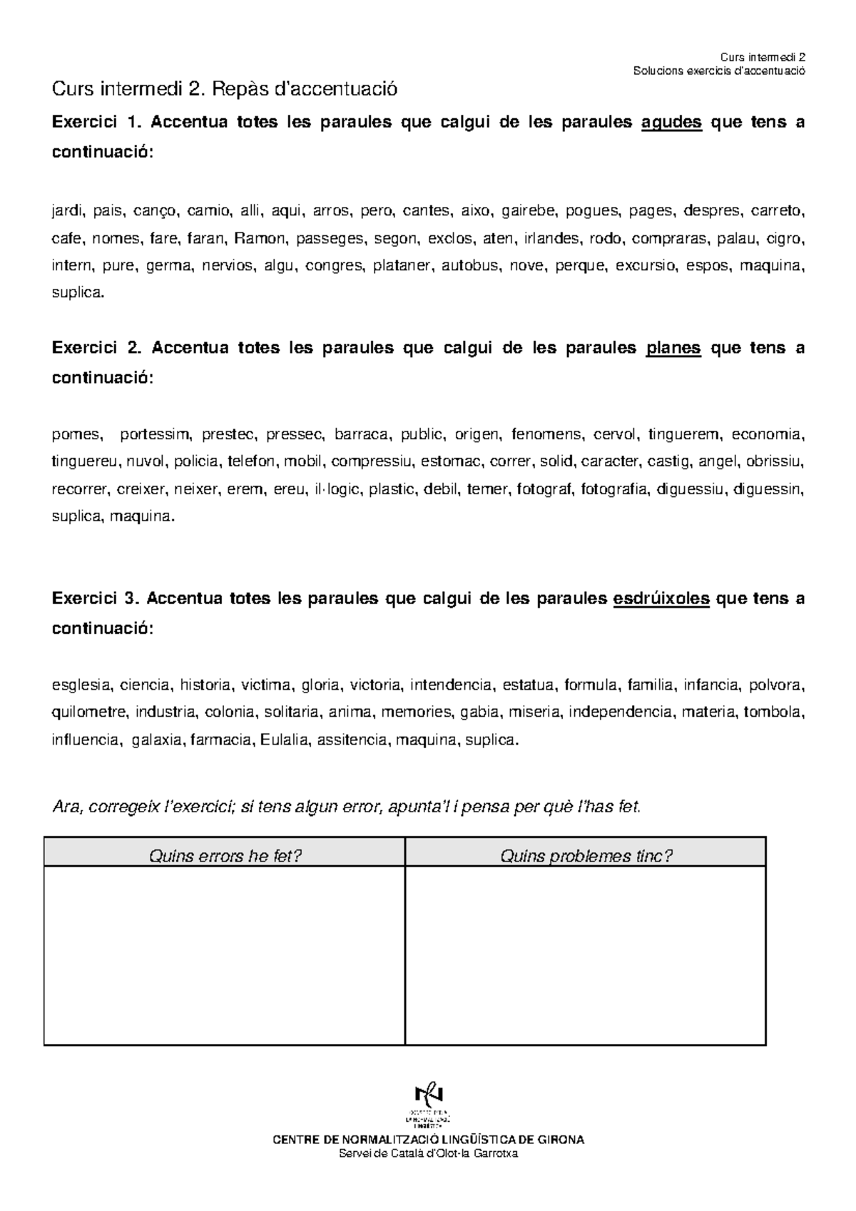 I2.-Repàs-accentuació.-Exercicis-i-solucions Per A Nivells A Partir Del ...