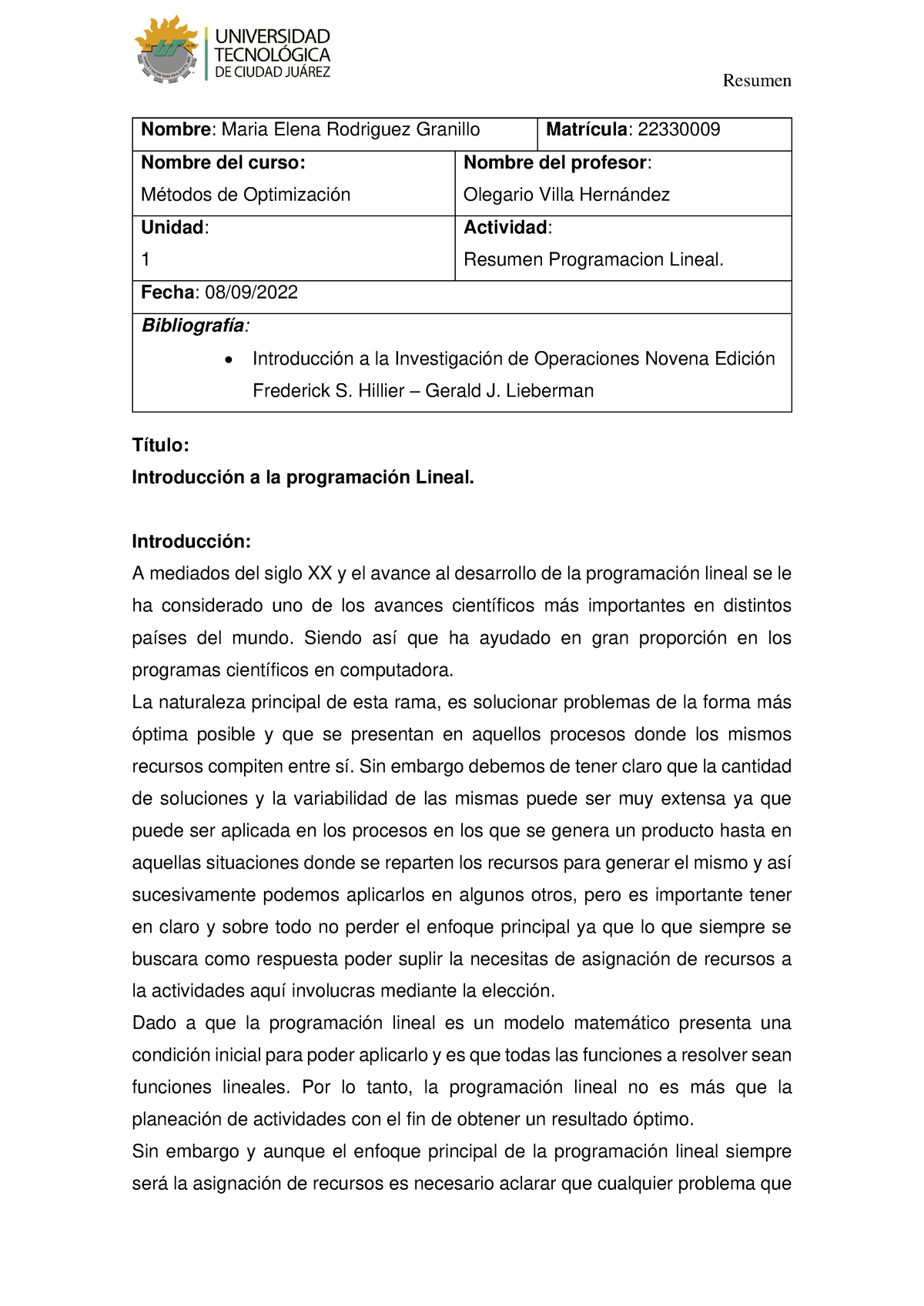 Reporte De Resumen Actividad De Aprendizaje 1 Unidad 1 Tema1 - Nombre ...