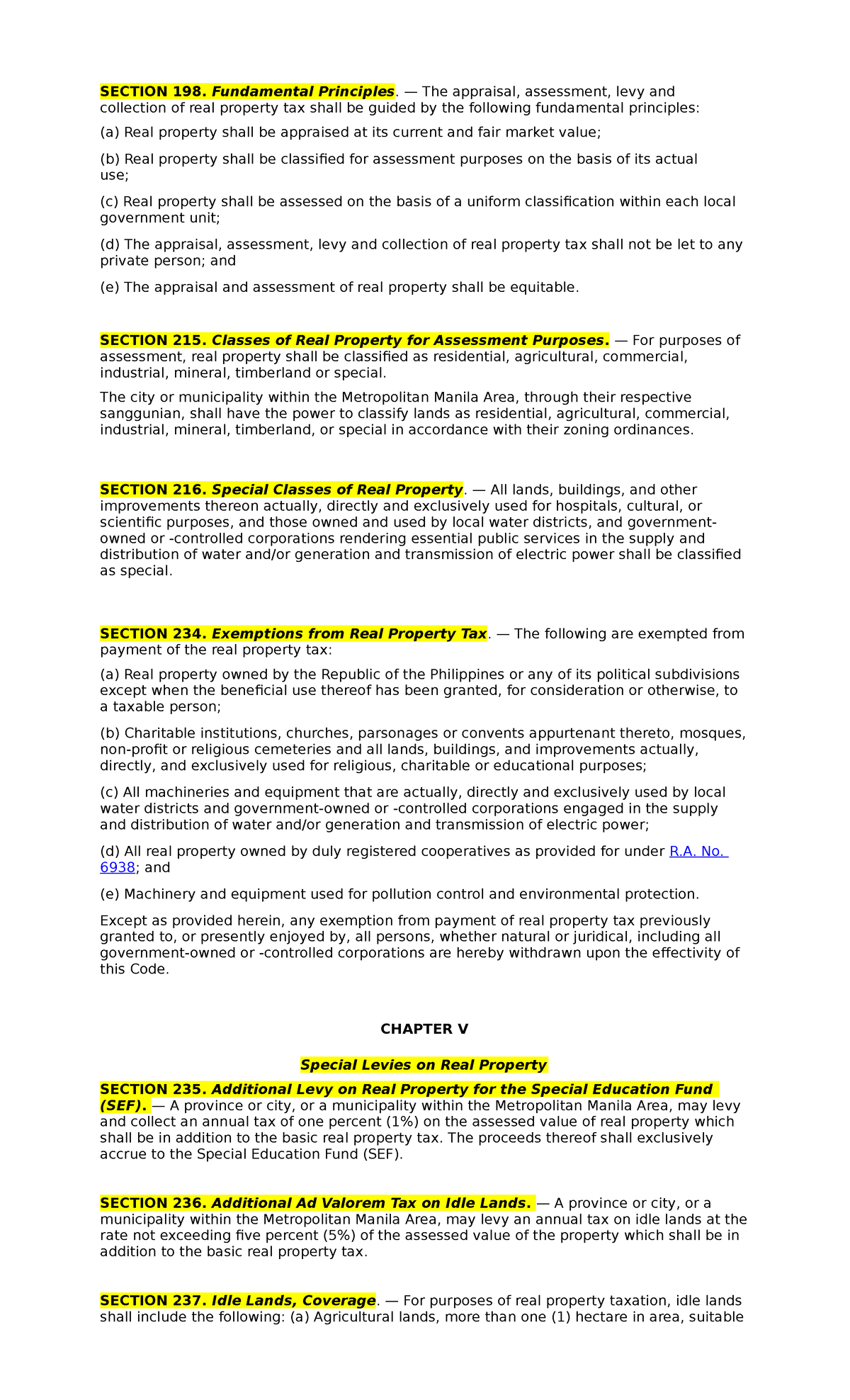 Section 198 - notes from books - SECTION 198. Fundamental Principles ...
