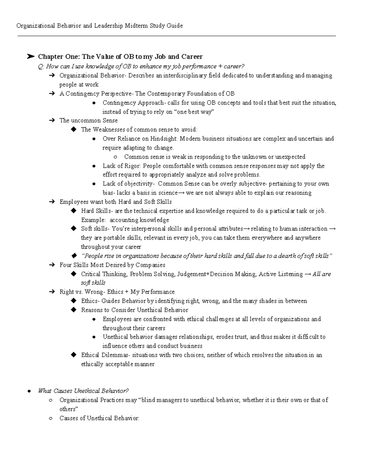 Lecture Notes Midterm Study Guide - Organizational Behavior And ...