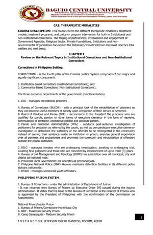 Correctional Administration Review Questions - A. Parole B Clemency C ...