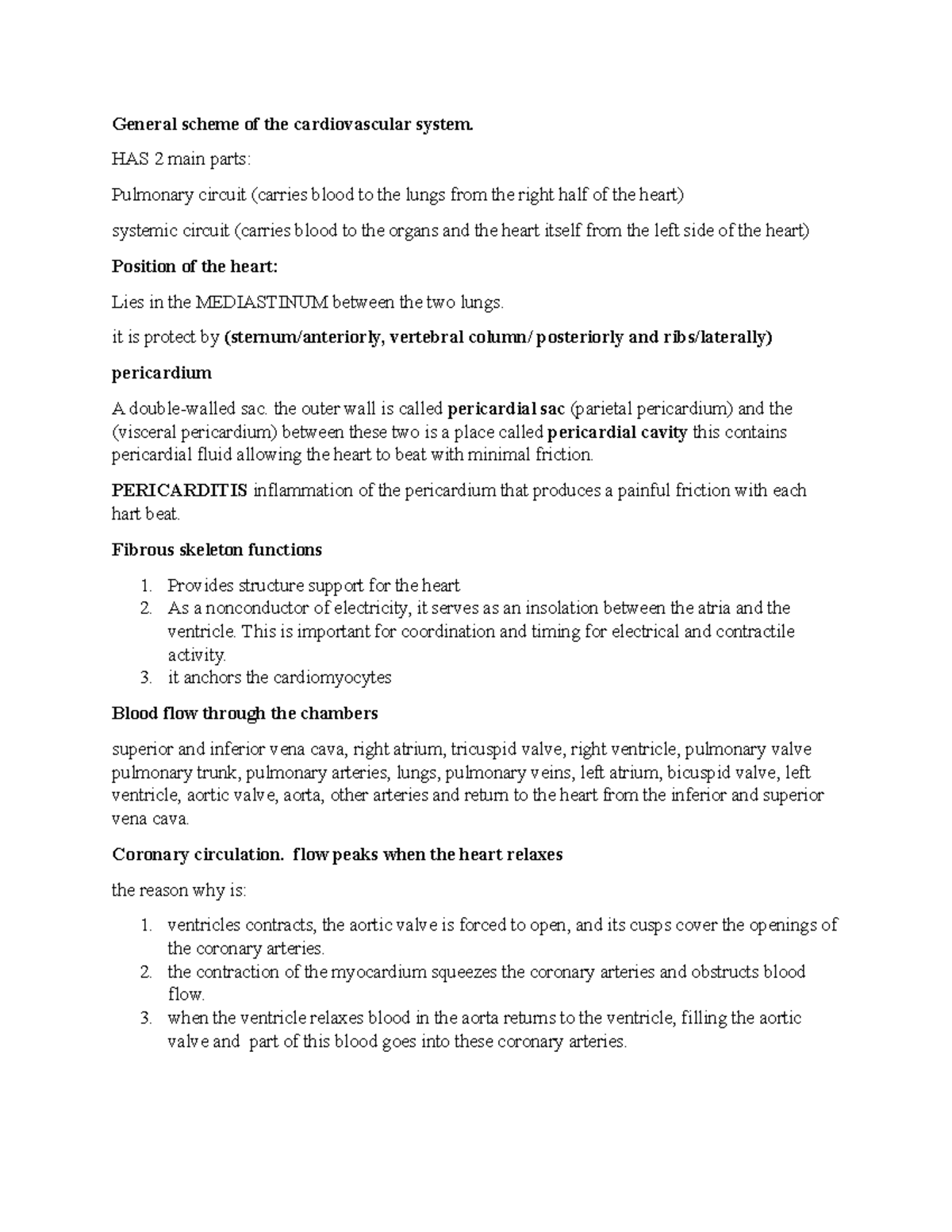 Guia de estudio para examen de cardio - General scheme of the ...