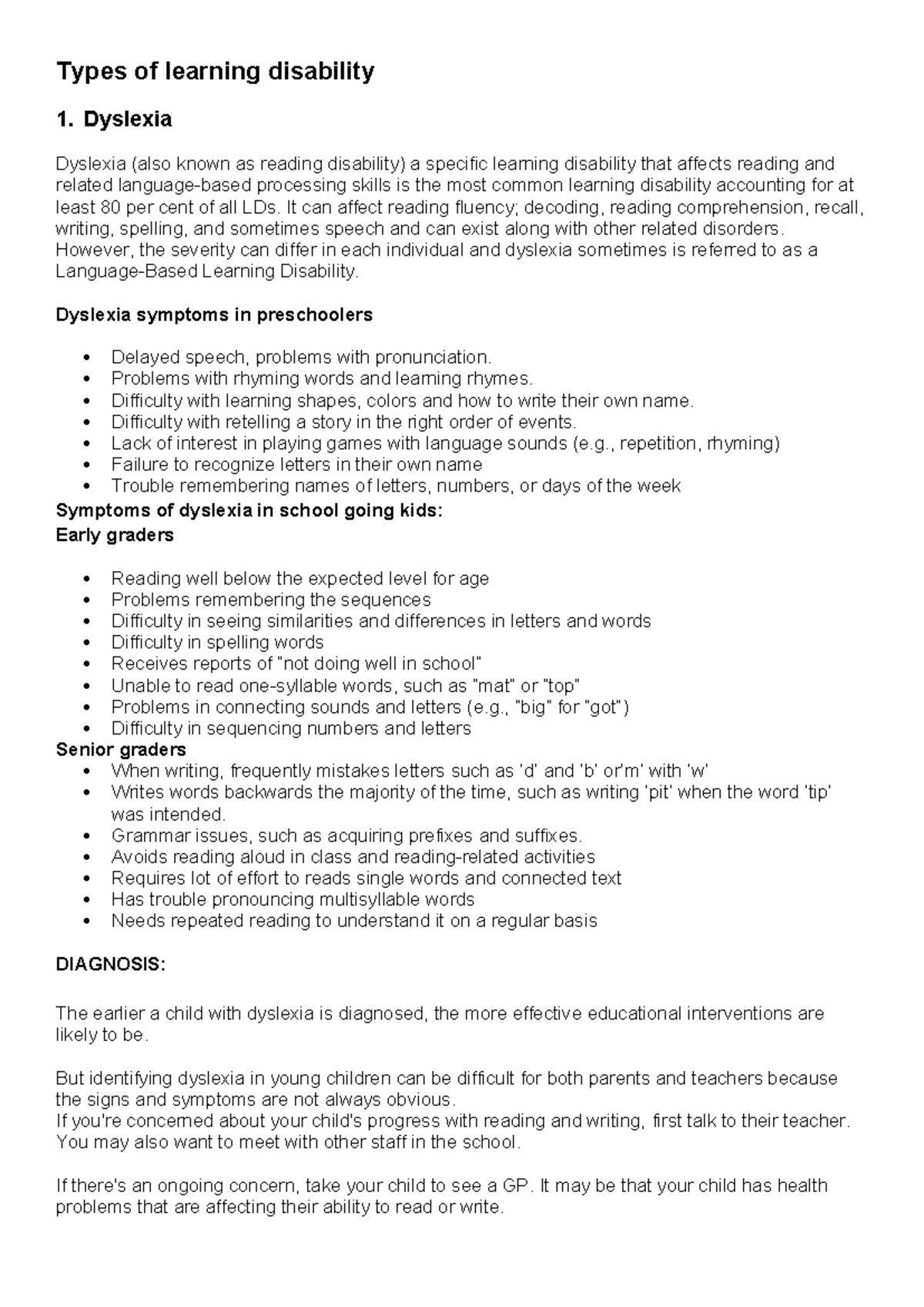 Types of Learning Disabilities - Types of learning disability 1 ...