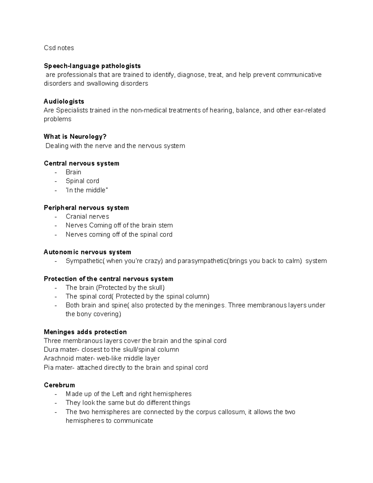 Csd lecture notes week one - Csd notes Speech-language pathologists are ...