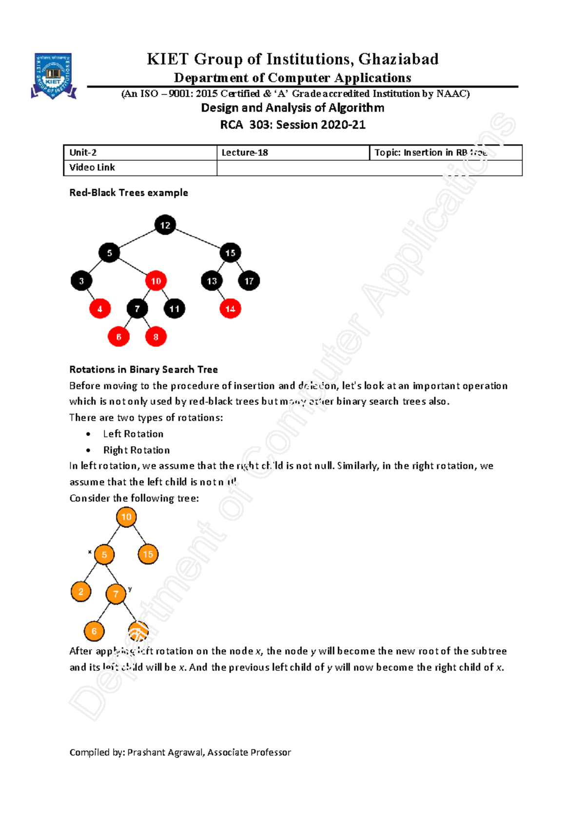 Red Black Tree Insertion - Department of Computer Applications (An ISO ...