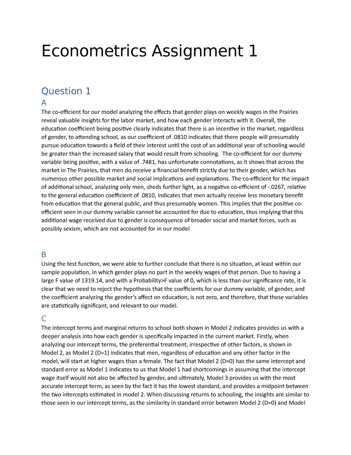 random assignment econometrics