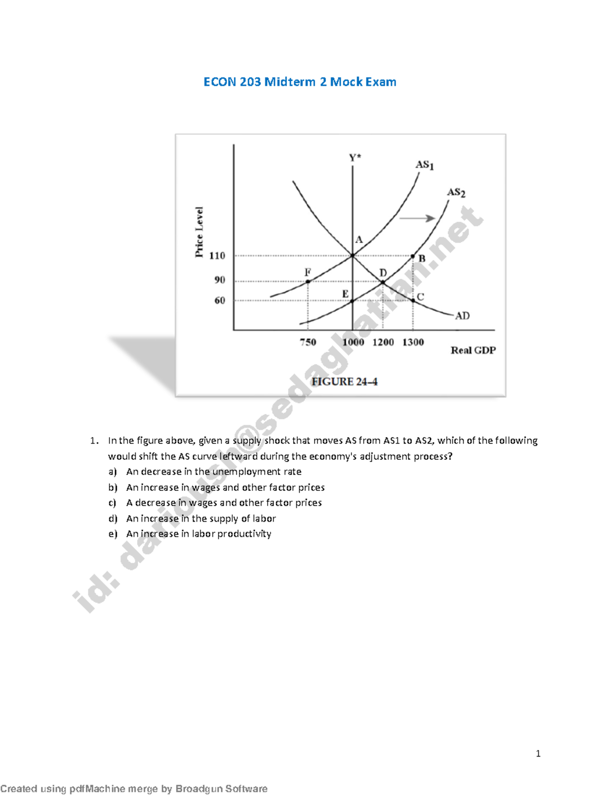 ECON 203 MT2 Mock Exam 2022/2023 practice - 1 ECON 203 Midterm 2 Mock ...