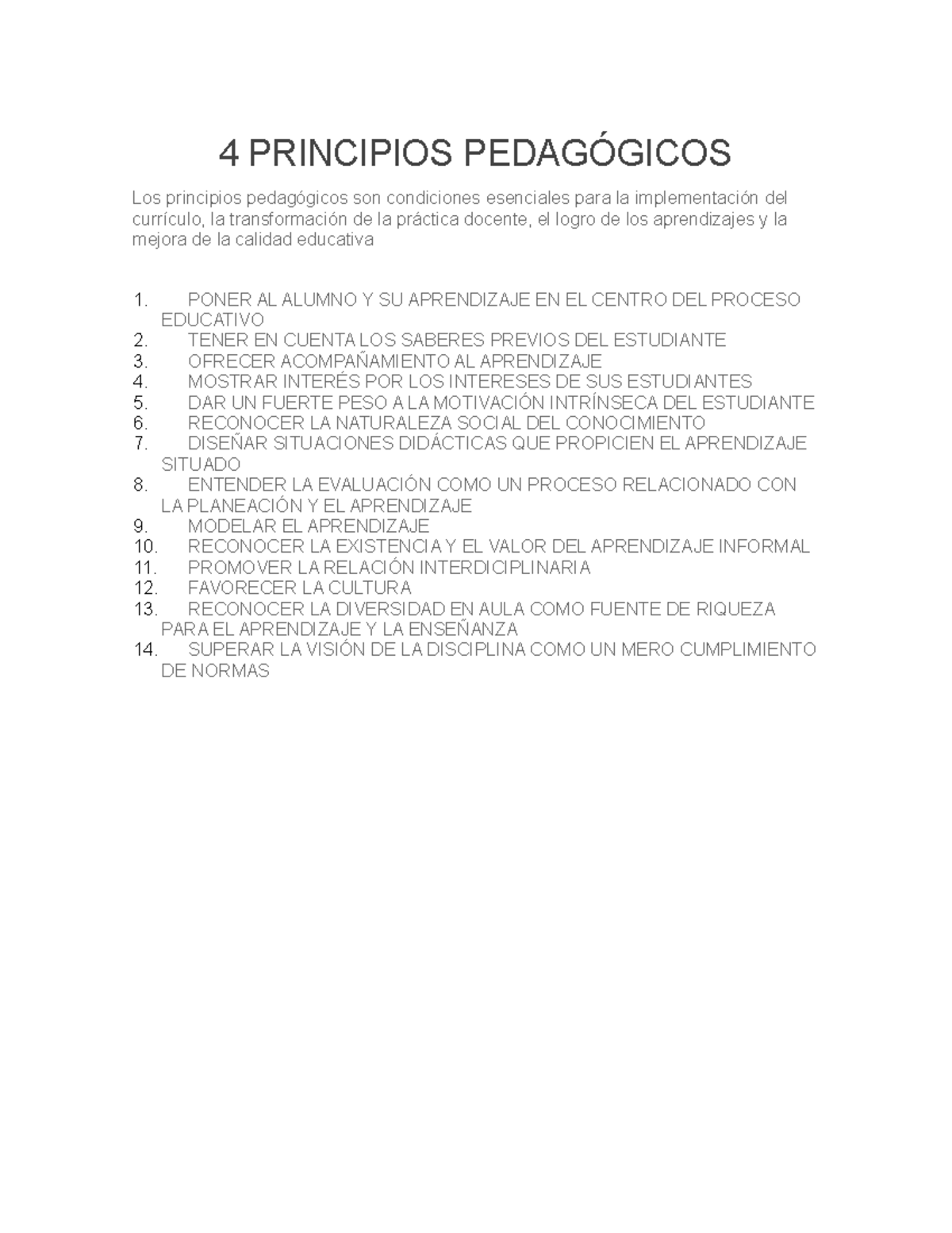 14 Principios Pedagógicos - 4 PRINCIPIOS PEDAGÓGICOS Los Principios ...