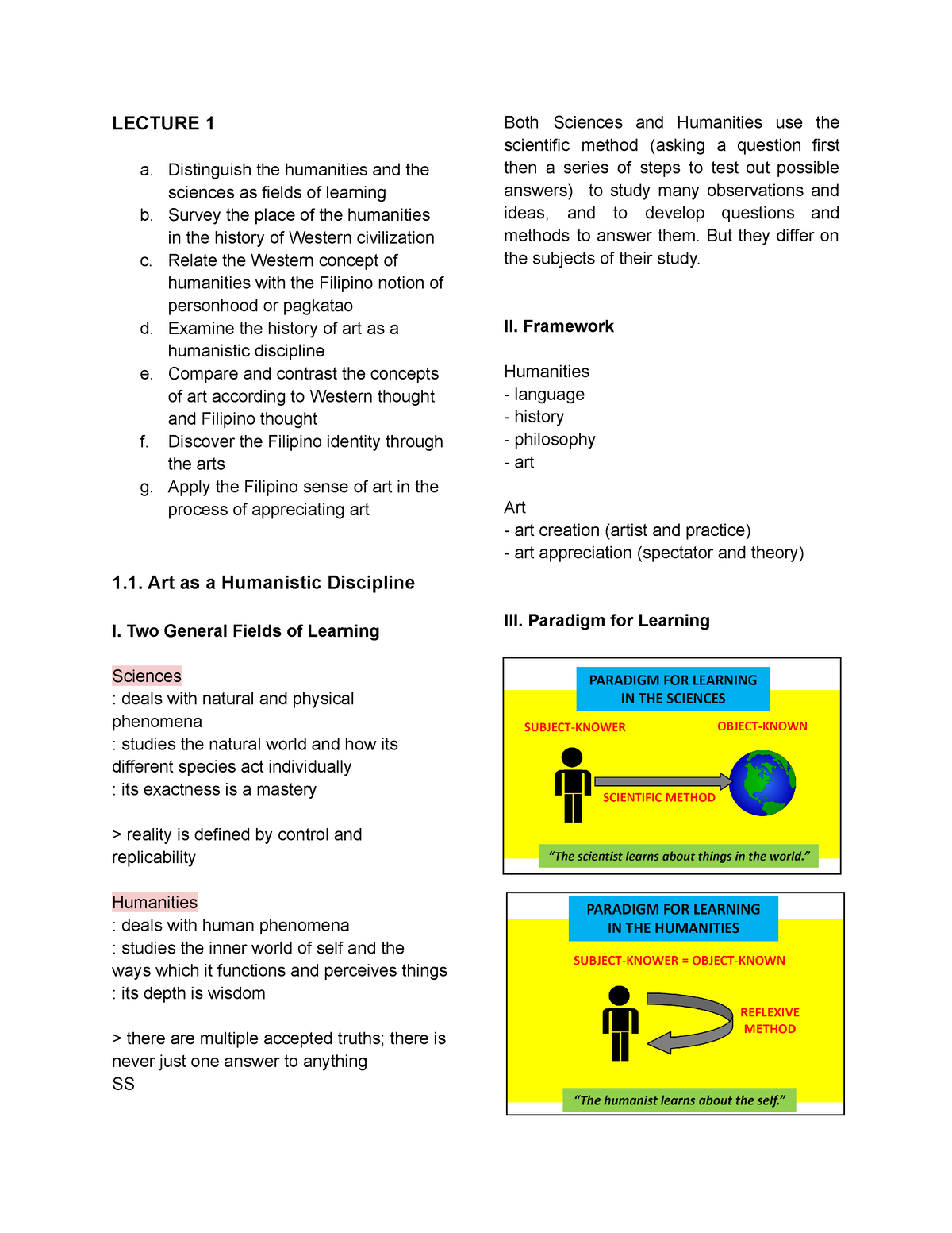 Art App - Lecture 1 - BSBAFM Art Appreciation - Art As A Humanistic ...