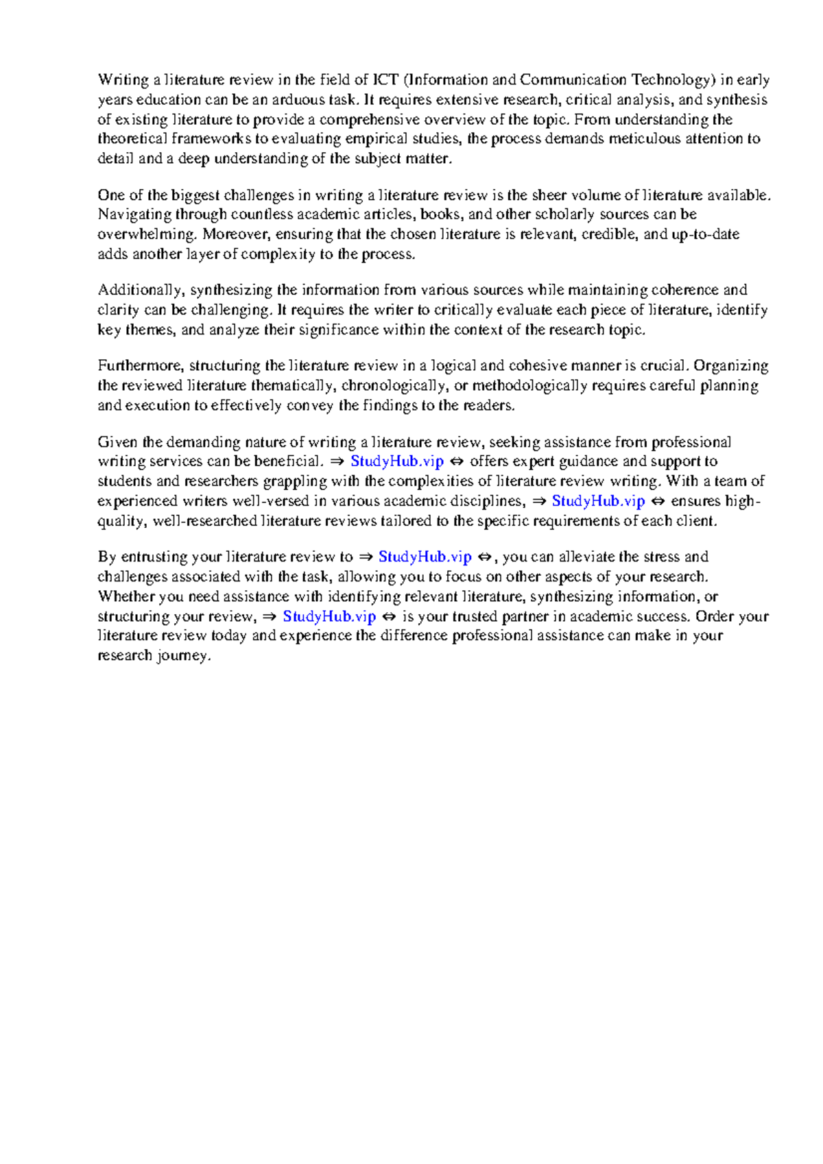 Literature Review Ict Early Years Education - Writing a literature ...