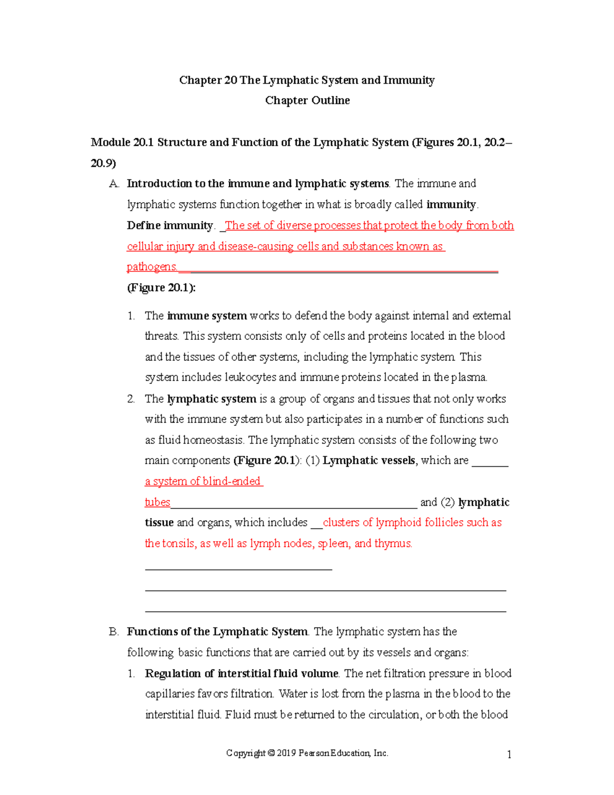 Chapter 20 Student Notes Extra Credit - Chapter 20 The Lymphatic System ...