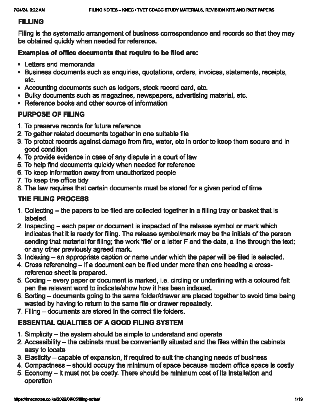 Filling notes - 9:22 AM FILING NOTES KNEC TVET CDACC STUDY MATERIALS ...