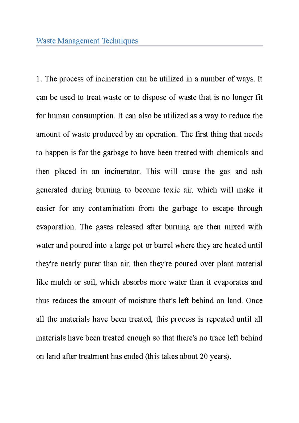 Waste Management Techniques - Waste Management Techniques The process ...