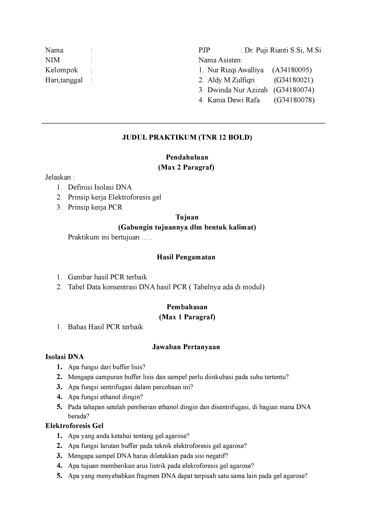 Format Laporan Praktikum Materi 8 Biologi Dasar Bio102 2021 2022