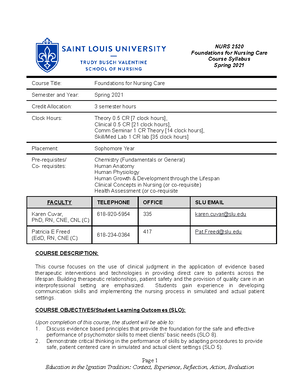 Syllabus Spring 2021 - NURS 2700 Course Syllabus Spring 2021 Course ...