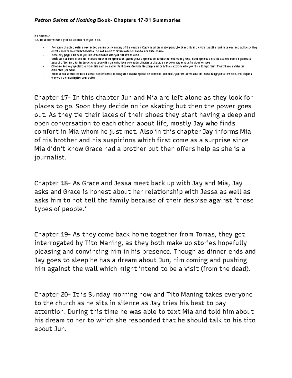 Patron Saints of Nothing Book Chapters 1731 Summaries Patron Saints