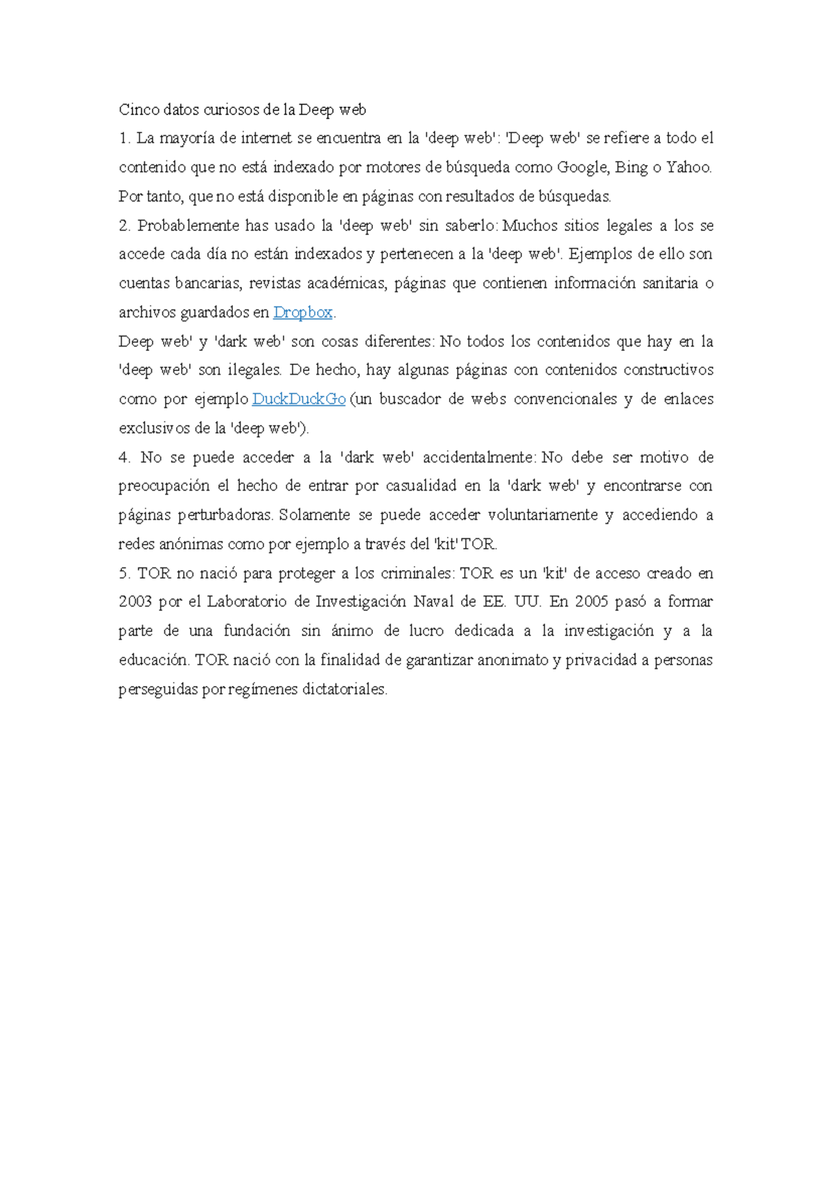 5 datos curiosos - 4srzrg - Cinco datos curiosos de la Deep web La ...