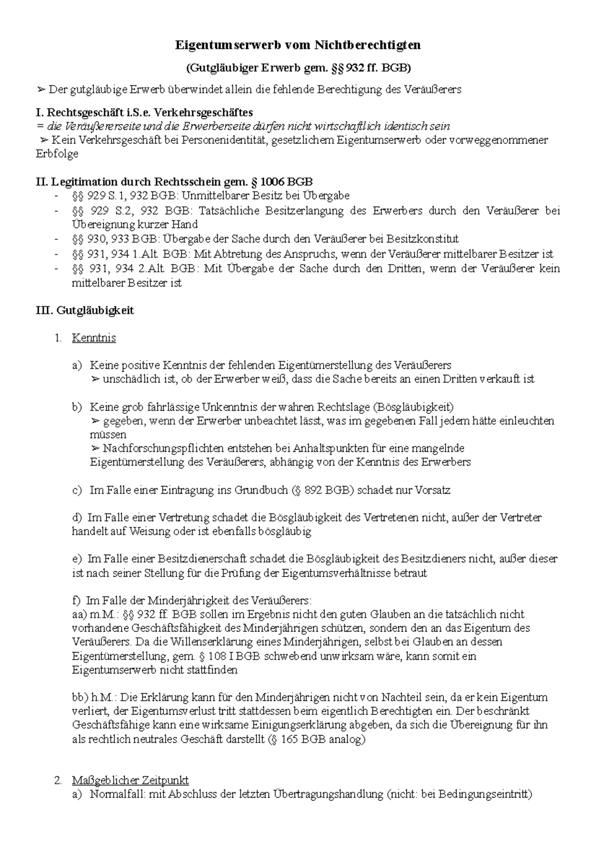 Eigentumserwerb vom Nichtberechtigten - Eigentumserwerb vom Nichtberechtigten (Gutgläubiger ...