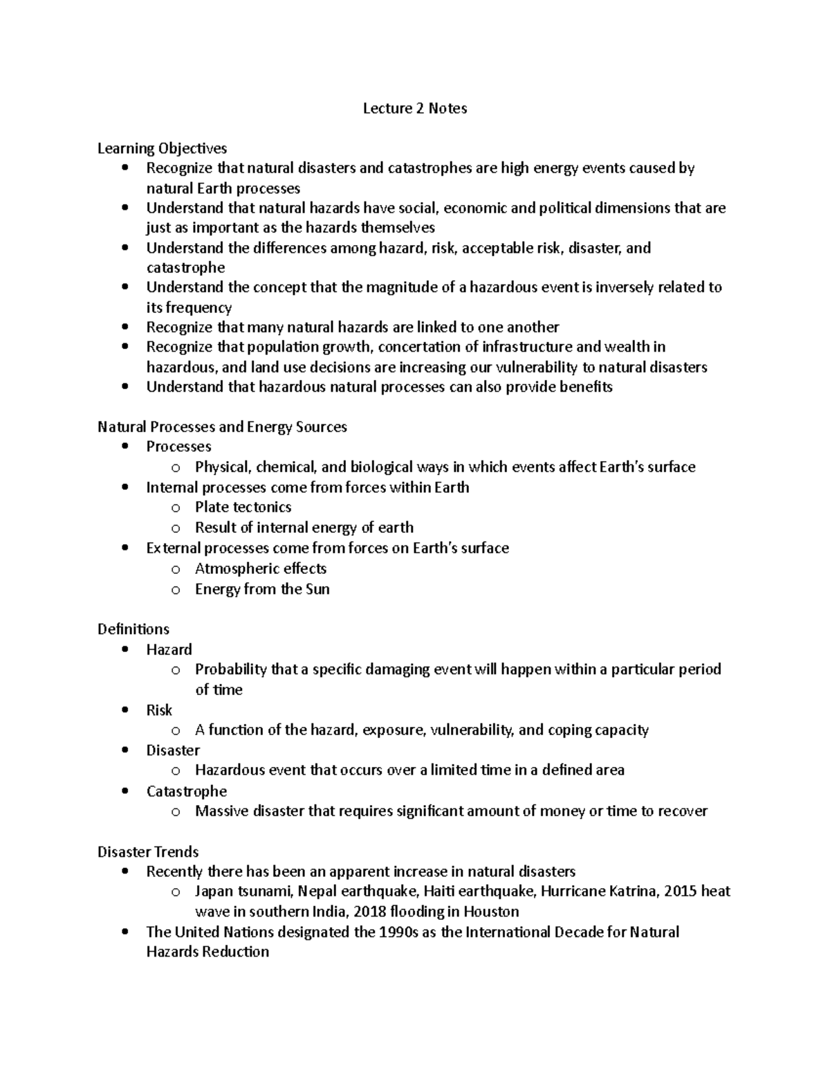 Lecture 2 Notes - Lecture 2 Notes Learning Objectives Recognize that ...