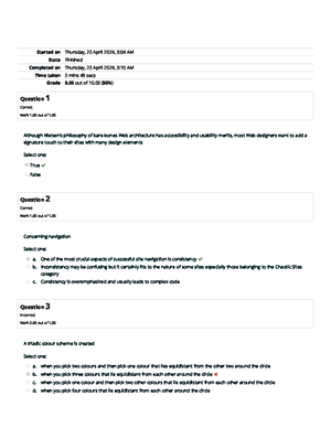 Self-Quiz Unit 8 Attempt review Home - Question 1 Correct Mark 1 out of ...