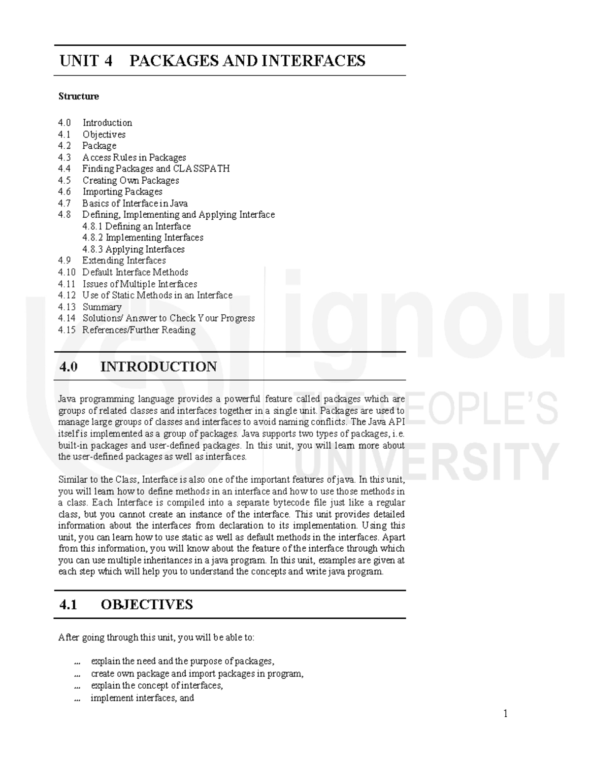 -B2-Unit 4 - UNIT 4 PACKAGES AND INTERFACES Structure 4 Introduction 4 ...