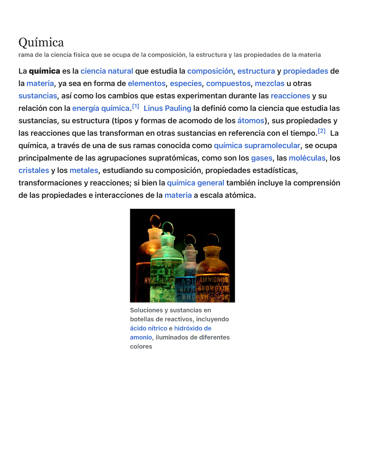 Química - Wikipedia, La Enciclopedia Libre - Química Rama De La Ciencia ...