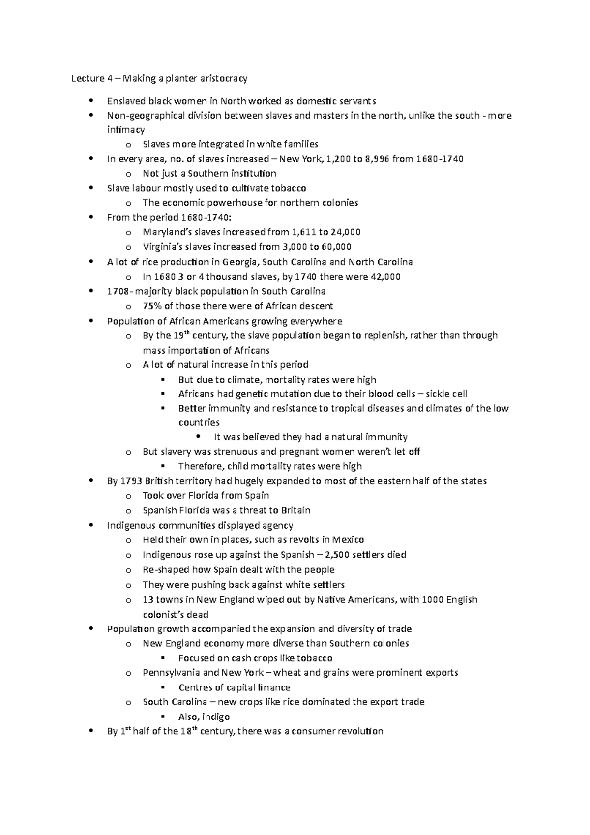 Lecture 4 Making a planter aristocracy StuDocu