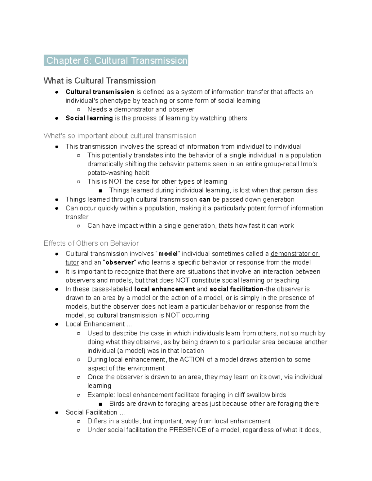 exam-2-textbook-chapter-6-cultural-transmission-what-is-cultural