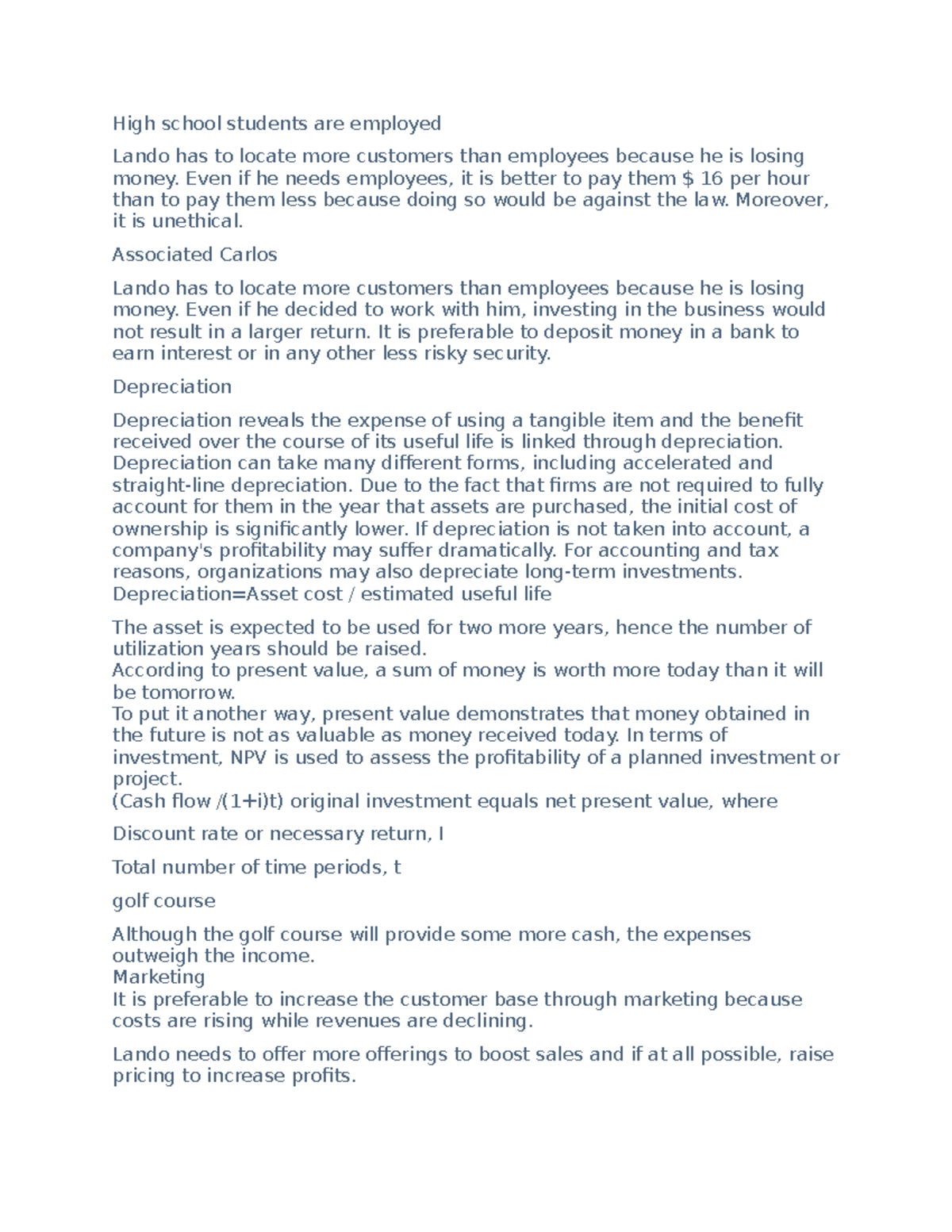 Lando individual assignment High school students are employed Lando