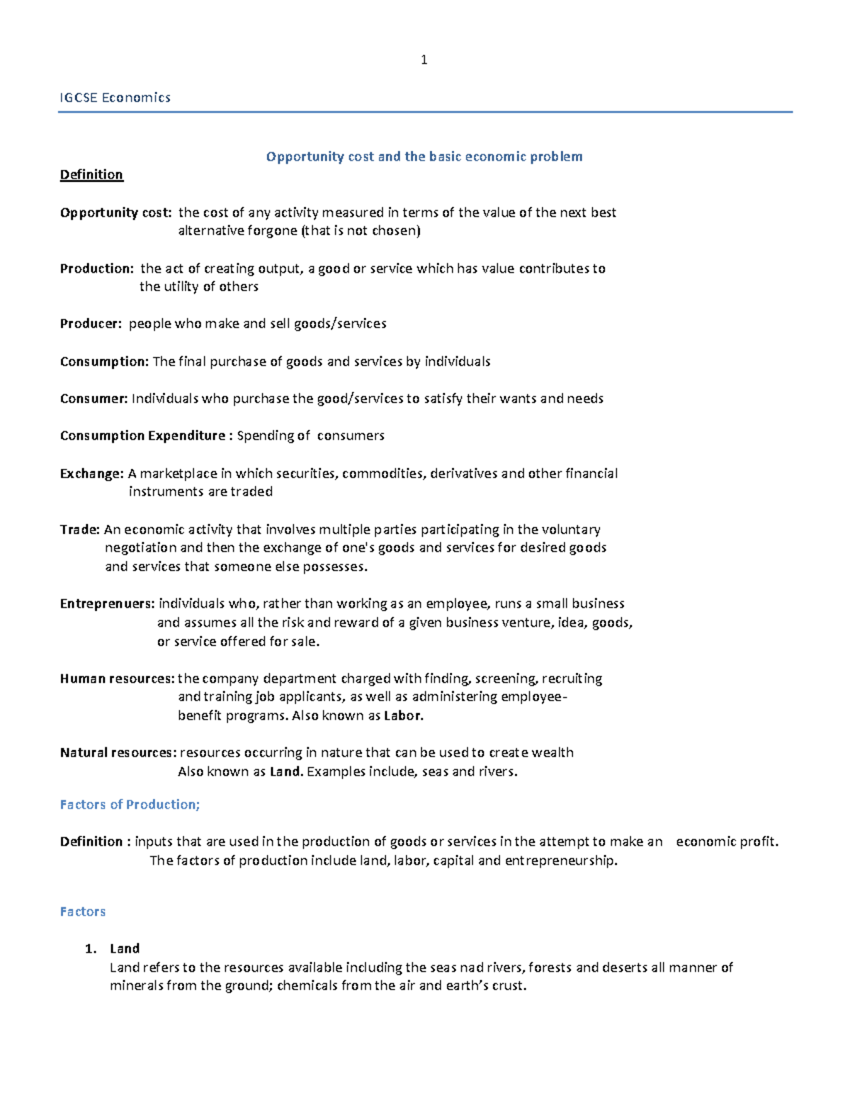Igcse-economics-revision-notes compress Notes for Students - IGCSE ...