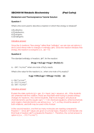 5BICH001W Mathematics for Biochemists Tutorial Solution - 5BICH001W ...